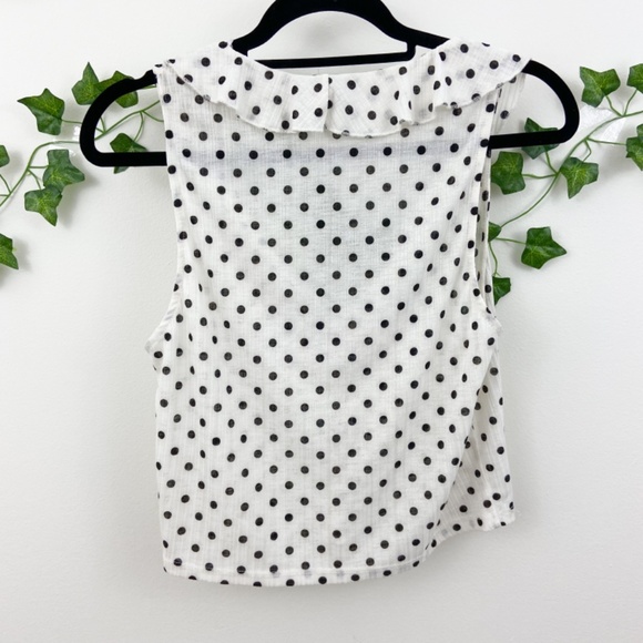 Zara white and black polka dot ruffle tank top S - Picture 3 of 6